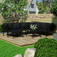 Thumbnail for 8-tlg. Garten-Lounge-Set mit Auflagen Schwarz PVC