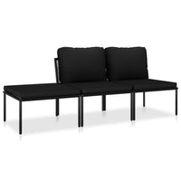Thumbnail for 3-tlg. Garten-Lounge-Set mit Auflagen Schwarz PVC