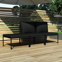 Thumbnail for 3-tlg. Garten-Lounge-Set mit Auflagen Schwarz PVC