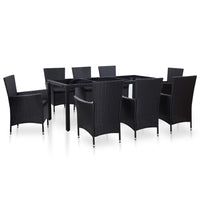 Thumbnail for 9-tlg. Garten-Essgruppe Poly Rattan Schwarz