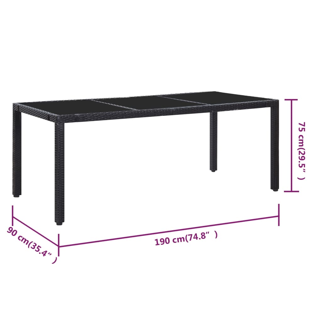 9-tlg. Garten-Essgruppe Poly Rattan Schwarz