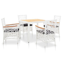 Thumbnail for 5-tlg. Garten-Essgruppe Poly Rattan Weiß