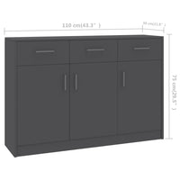 Thumbnail for Sideboard Grau 110x30x75 cm Holzwerkstoff