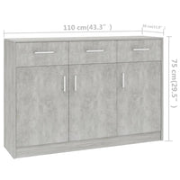 Thumbnail for Sideboard Betongrau 110x30x75 cm Holzwerkstoff