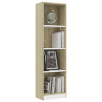 Thumbnail for Bücherregal 4 Fächer Weiß Sonoma-Eiche 40x24x142 Holzwerkstoff
