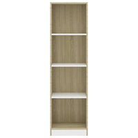 Thumbnail for Bücherregal 4 Fächer Weiß Sonoma-Eiche 40x24x142 Holzwerkstoff