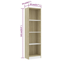 Thumbnail for Bücherregal 4 Fächer Weiß Sonoma-Eiche 40x24x142 Holzwerkstoff