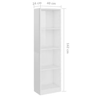 Thumbnail for Bücherregal 4 Fächer Hochglanz-Weiß 40x24x142 cm Holzwerkstoff