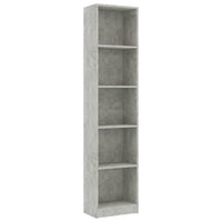 Thumbnail for Bücherregal 5 Fächer Betongrau 40x24x175 cm Holzwerkstoff