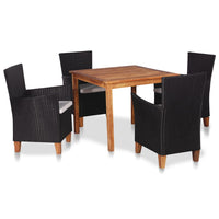 Thumbnail for 5-tlg. Garten-Essgruppe Poly Rattan Schwarz und Braun