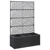 Thumbnail for Hochbeet mit Rankgitter 3 Töpfe 83×30×130cm Poly Rattan Schwarz