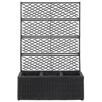 Thumbnail for Hochbeet mit Rankgitter 3 Töpfe 83×30×130cm Poly Rattan Schwarz