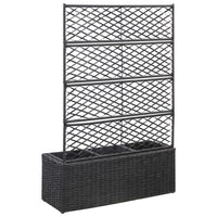 Thumbnail for Hochbeet mit Rankgitter 3 Töpfe 83×30×130cm Poly Rattan Schwarz