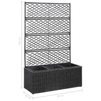 Thumbnail for Hochbeet mit Rankgitter 3 Töpfe 83×30×130cm Poly Rattan Schwarz