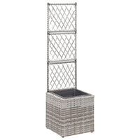 Thumbnail for Hochbeet mit Rankgitter 1 Topf 30x30x107 cm Poly Rattan Grau