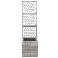 Thumbnail for Hochbeet mit Rankgitter 1 Topf 30x30x107 cm Poly Rattan Grau