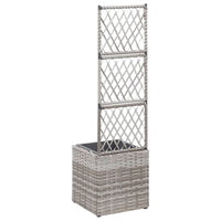 Thumbnail for Hochbeet mit Rankgitter 1 Topf 30x30x107 cm Poly Rattan Grau