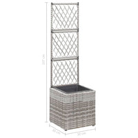 Thumbnail for Hochbeet mit Rankgitter 1 Topf 30x30x107 cm Poly Rattan Grau