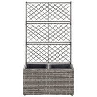 Thumbnail for Hochbeet mit Rankgitter 2 Töpfe 58×30×107cm Poly Rattan Grau