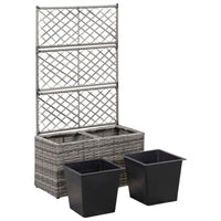 Thumbnail for Hochbeet mit Rankgitter 2 Töpfe 58×30×107cm Poly Rattan Grau
