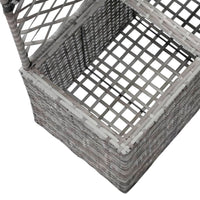 Thumbnail for Hochbeet mit Rankgitter 2 Töpfe 58×30×107cm Poly Rattan Grau