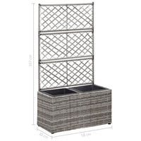 Thumbnail for Hochbeet mit Rankgitter 2 Töpfe 58×30×107cm Poly Rattan Grau