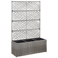 Thumbnail for Hochbeet mit Rankgitter 3 Töpfe 83×30×130cm Poly Rattan Grau