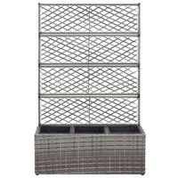 Thumbnail for Hochbeet mit Rankgitter 3 Töpfe 83×30×130cm Poly Rattan Grau