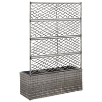 Thumbnail for Hochbeet mit Rankgitter 3 Töpfe 83×30×130cm Poly Rattan Grau
