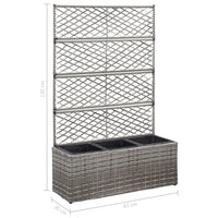 Thumbnail for Hochbeet mit Rankgitter 3 Töpfe 83×30×130cm Poly Rattan Grau