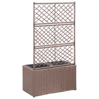 Thumbnail for Hochbeet mit Rankgitter 2 Töpfe 58×30×107cm Poly Rattan Braun