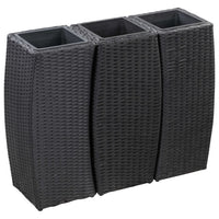 Thumbnail for Garten-Hochbeete 3-tlg. Poly Rattan Schwarz