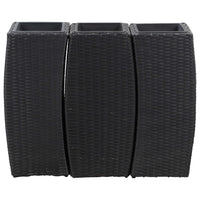 Thumbnail for Garten-Hochbeete 3-tlg. Poly Rattan Schwarz