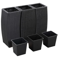Thumbnail for Garten-Hochbeete 3-tlg. Poly Rattan Schwarz
