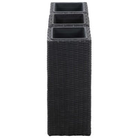 Thumbnail for Garten-Hochbeete 3-tlg. Poly Rattan Schwarz