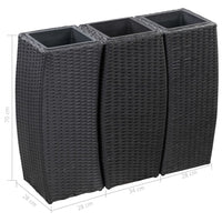 Thumbnail for Garten-Hochbeete 3-tlg. Poly Rattan Schwarz