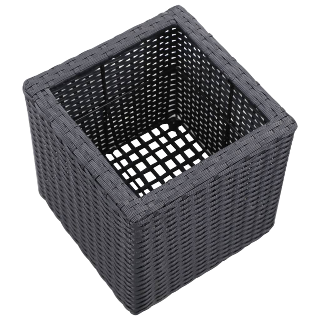 Garten-Hochbeete 3-tlg. Poly Rattan Schwarz