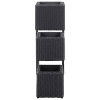 Thumbnail for Garten-Hochbeete 3-tlg. Poly Rattan Schwarz