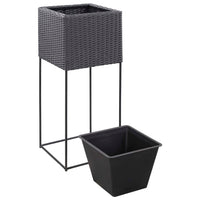 Thumbnail for Garten-Hochbeete 3-tlg. Poly Rattan Schwarz