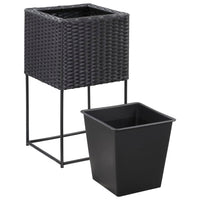 Thumbnail for Garten-Hochbeete 3-tlg. Poly Rattan Schwarz
