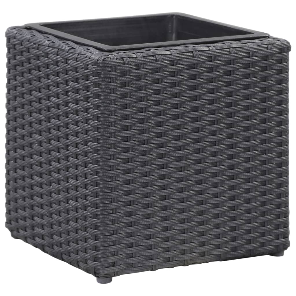 Garten-Hochbeete 3-tlg. Poly Rattan Schwarz