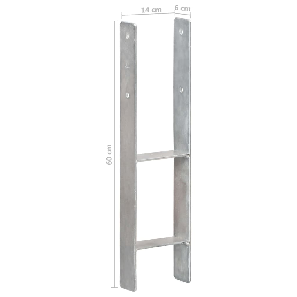 Pfostenträger 6 Stk. Silbern 14×6×60 cm Verzinkter Stahl