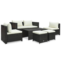 Thumbnail for 6-tlg. Garten-Lounge-Set mit Auflagen Poly Rattan Braun
