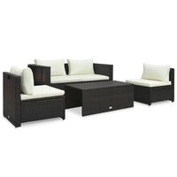 Thumbnail for 6-tlg. Garten-Lounge-Set mit Auflagen Poly Rattan Braun