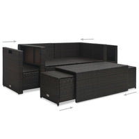 Thumbnail for 6-tlg. Garten-Lounge-Set mit Auflagen Poly Rattan Braun