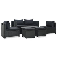 Thumbnail for 6-tlg. Garten-Lounge-Set mit Auflagen Poly Rattan Schwarz