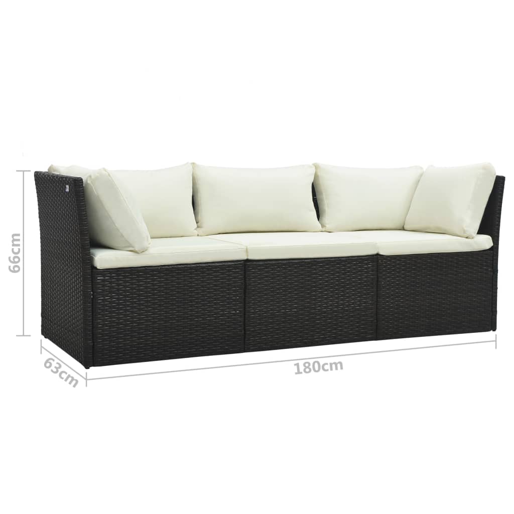 4-tlg. Garten-Lounge-Set mit Kissen Poly-Rattan Braun