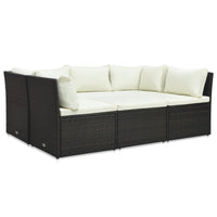Thumbnail for 4-tlg. Garten-Lounge-Set mit Kissen Poly-Rattan Braun