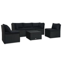 Thumbnail for 4-tlg. Garten-Lounge-Set mit Auflagen Poly Rattan Schwarz