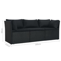 Thumbnail for 4-tlg. Garten-Lounge-Set mit Auflagen Poly Rattan Schwarz